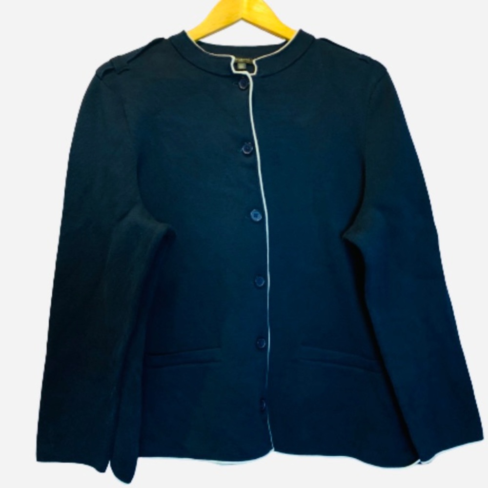 Talbots Cardigan Sweater Women’s 2X Navy Blue Button Front Nautical Jacket